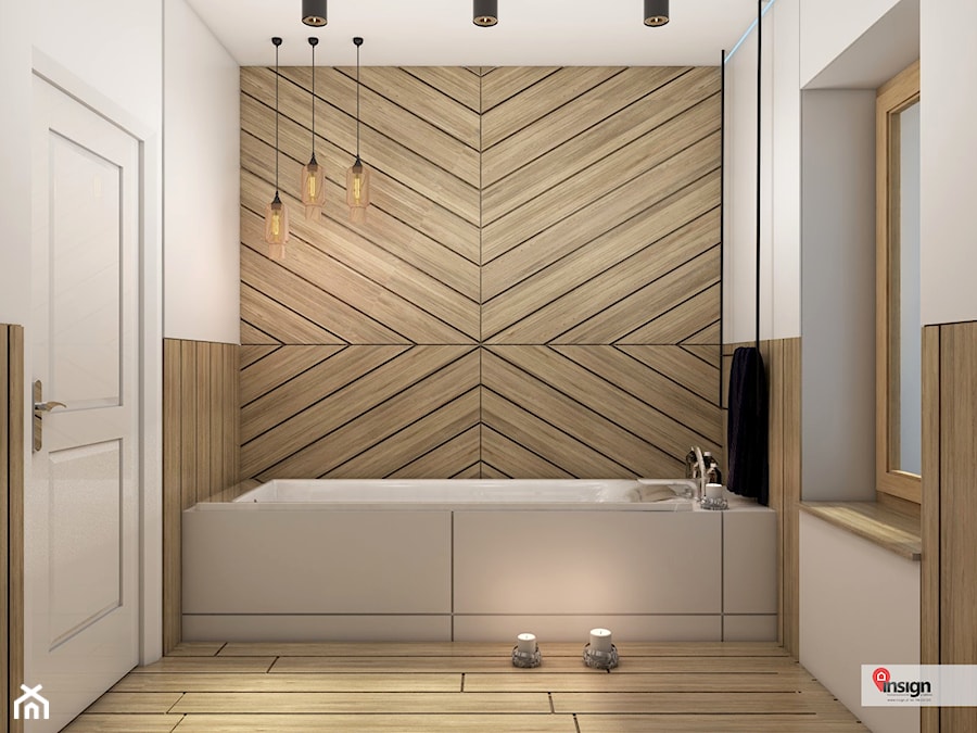 Wy_01 - Średnia jako pokój kąpielowy z punktowym oświetleniem łazienka z oknem, styl industrialny - zdjęcie od InSign Aranżacje
