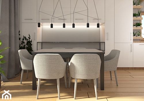 Wy_01 - Średnia biała szara jadalnia w kuchni, styl industrialny - zdjęcie od InSign Aranżacje