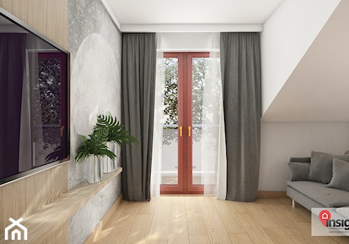 Cz_02 - Średnia biała sypialnia z balkonem / tarasem, styl nowoczesny - zdjęcie od InSign Aranżacje