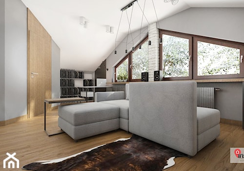 Rzg_01 - Duże w osobnym pomieszczeniu z sofą szare biuro, styl industrialny - zdjęcie od InSign Aranżacje