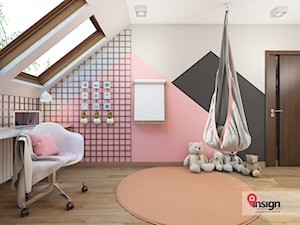 Sos_01 - Średni beżowy biały czarny różowy szary pokój dziecka dla dziecka dla dziewczynki, styl nowoczesny - zdjęcie od InSign Aranżacje