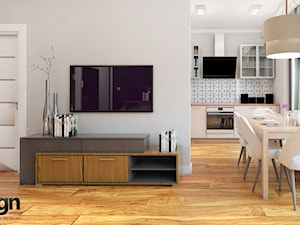 Ryb_01 - Mały biały salon z kuchnią z jadalnią, styl nowoczesny - zdjęcie od InSign Aranżacje