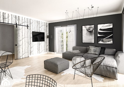 Biało-czarna elegancja - Salon, styl skandynawski - zdjęcie od Formea Studio