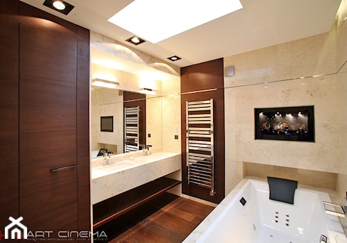 3. Apartament w południowej Polsce – 2013 - Średnia jako pokój kąpielowy z dwoma umywalkami łazienka, styl nowoczesny - zdjęcie od Art Cinema