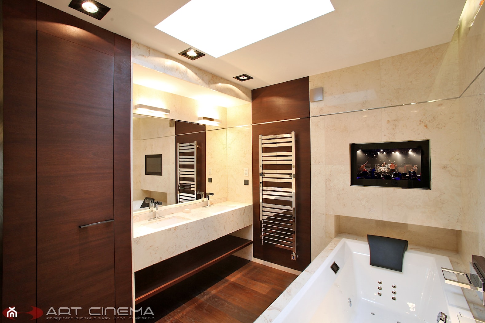 3. Apartament w południowej Polsce – 2013 - Średnia jako pokój kąpielowy z dwoma umywalkami łazienka, styl nowoczesny - zdjęcie od Art Cinema - Homebook