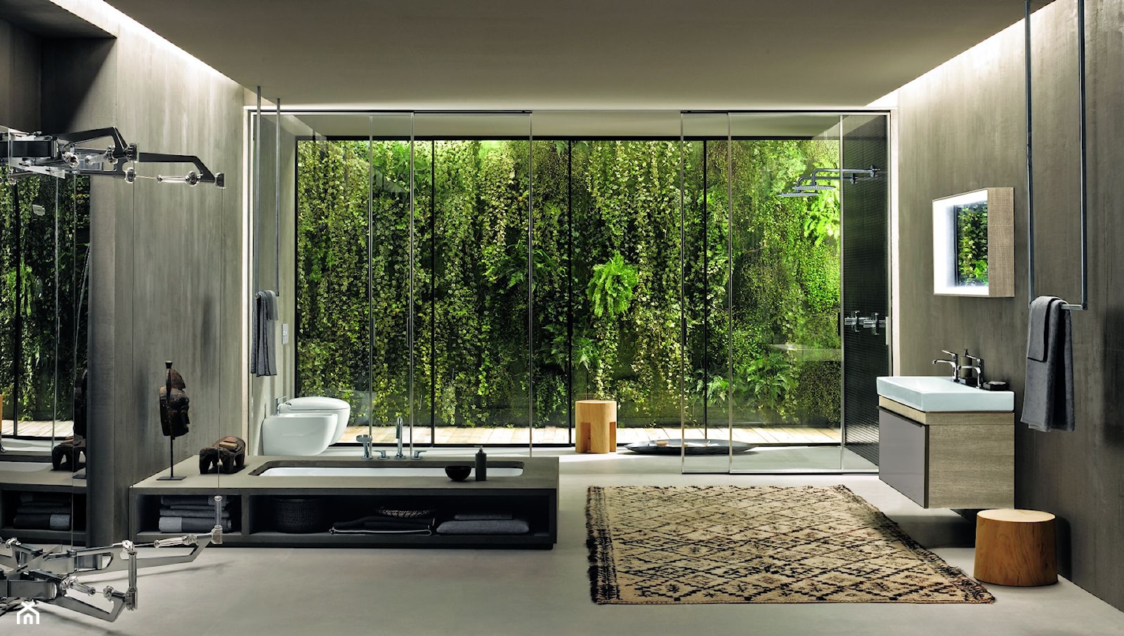 Geberit Citterio - Duża jako pokój kąpielowy z dwoma umywalkami łazienka z oknem, styl nowoczesny - zdjęcie od Geberit - Homebook
