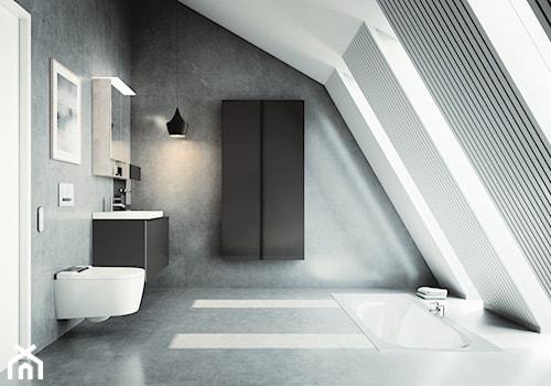 Geberit AquaClean Sela - Duża na poddaszu łazienka z oknem, styl nowoczesny - zdjęcie od Geberit