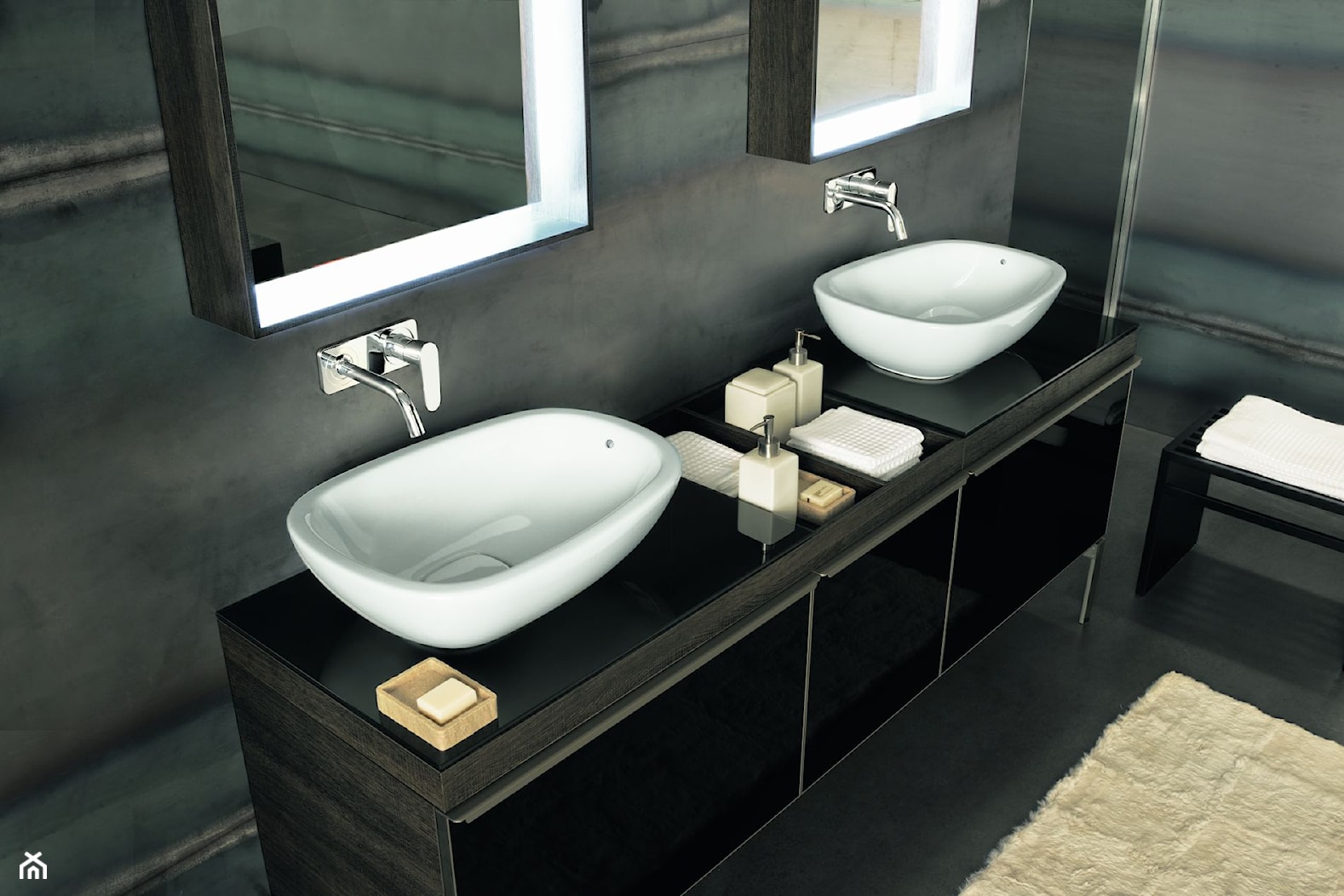 Geberit Citterio - Średnia z dwoma umywalkami łazienka, styl nowoczesny - zdjęcie od Geberit - Homebook