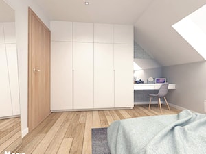 SYPIALNIA 01 - Średnia biała sypialnia na poddaszu, styl skandynawski - zdjęcie od MOTIF