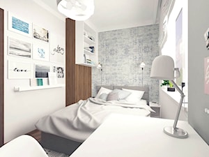 MAŁA SYPIALNIA - Mała z biurkiem sypialnia, styl nowoczesny - zdjęcie od MOTIF