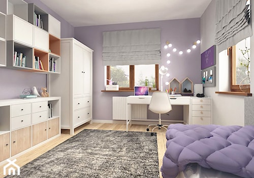Średni biały szary pokój dziecka dla nastolatka dla dziewczynki, styl skandynawski - zdjęcie od MOTIF
