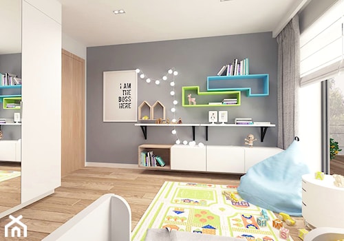 Pokój dziecięcy - Średni biały szary pokój dziecka dla dziecka dla chłopca dla dziewczynki, styl nowoczesny - zdjęcie od MOTIF