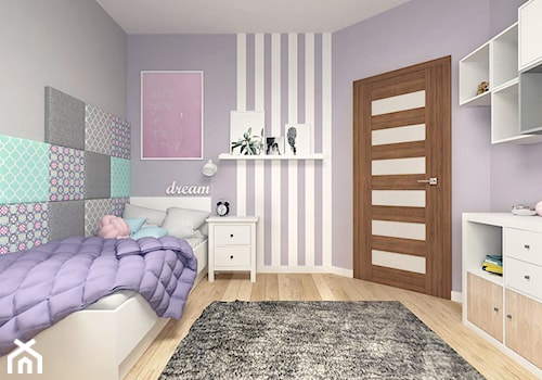 Średni fioletowy szary pokój dziecka dla nastolatka dla dziewczynki, styl skandynawski - zdjęcie od MOTIF