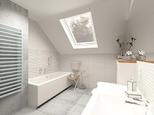 ŁAZIENKA III - Średnia na poddaszu łazienka z oknem, styl nowoczesny - zdjęcie od MOTIF