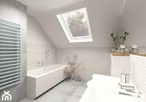 ŁAZIENKA III - Średnia na poddaszu łazienka z oknem, styl nowoczesny - zdjęcie od MOTIF