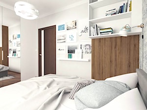 MAŁA SYPIALNIA - Mała beżowa sypialnia, styl nowoczesny - zdjęcie od MOTIF