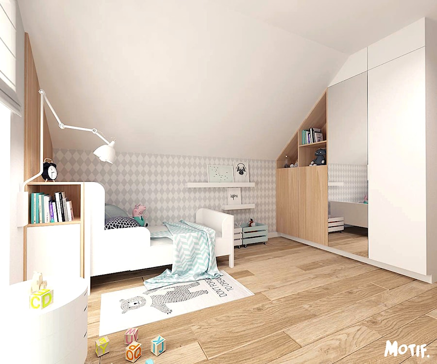Pokój dziecięcy - Średni szary pokój dziecka dla dziecka dla nastolatka dla dziewczynki, styl skandynawski - zdjęcie od MOTIF