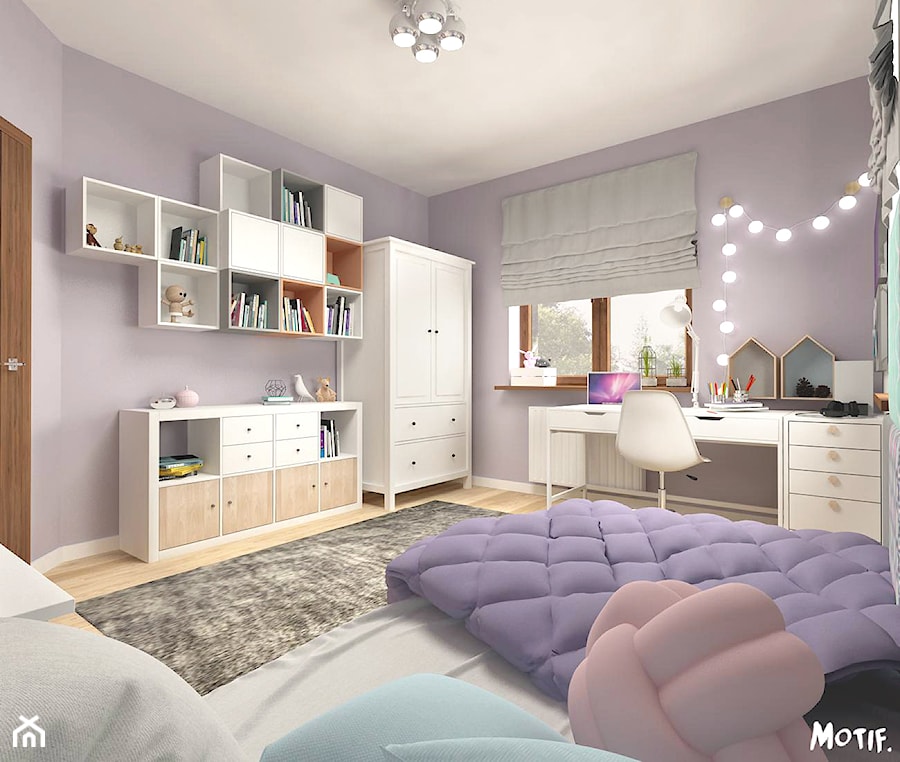 Średni fioletowy pokój dziecka dla dziecka dla nastolatka dla dziewczynki, styl skandynawski - zdjęcie od MOTIF