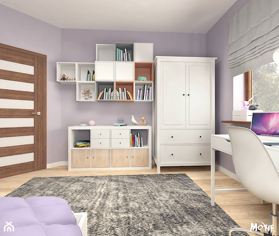 Średni fioletowy pokój dziecka dla nastolatka dla chłopca dla dziewczynki, styl skandynawski - zdjęcie od MOTIF