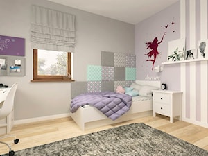 METAMORFOZA- POKÓJ DZIEWCZYNKI - Średni biały fioletowy szary pokój dziecka dla nastolatka dla dziewczynki, styl skandynawski - zdjęcie od MOTIF