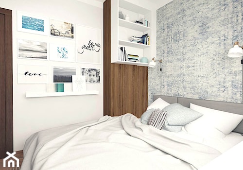 MAŁA SYPIALNIA - Mała średnia biała szara sypialnia, styl nowoczesny - zdjęcie od MOTIF