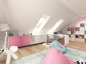PO PROSTU UROCZO! - Duży biały różowy szary pokój dziecka dla nastolatka dla dziewczynki, styl skandynawski - zdjęcie od MOTIF