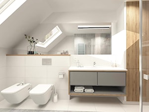 ŁAZIENKA III - Duża na poddaszu łazienka z oknem, styl nowoczesny - zdjęcie od MOTIF