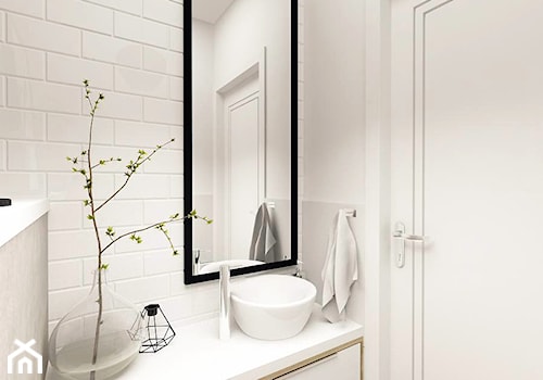 Tamka 29- I propozycja - Mała bez okna z lustrem łazienka, styl skandynawski - zdjęcie od MOTIF