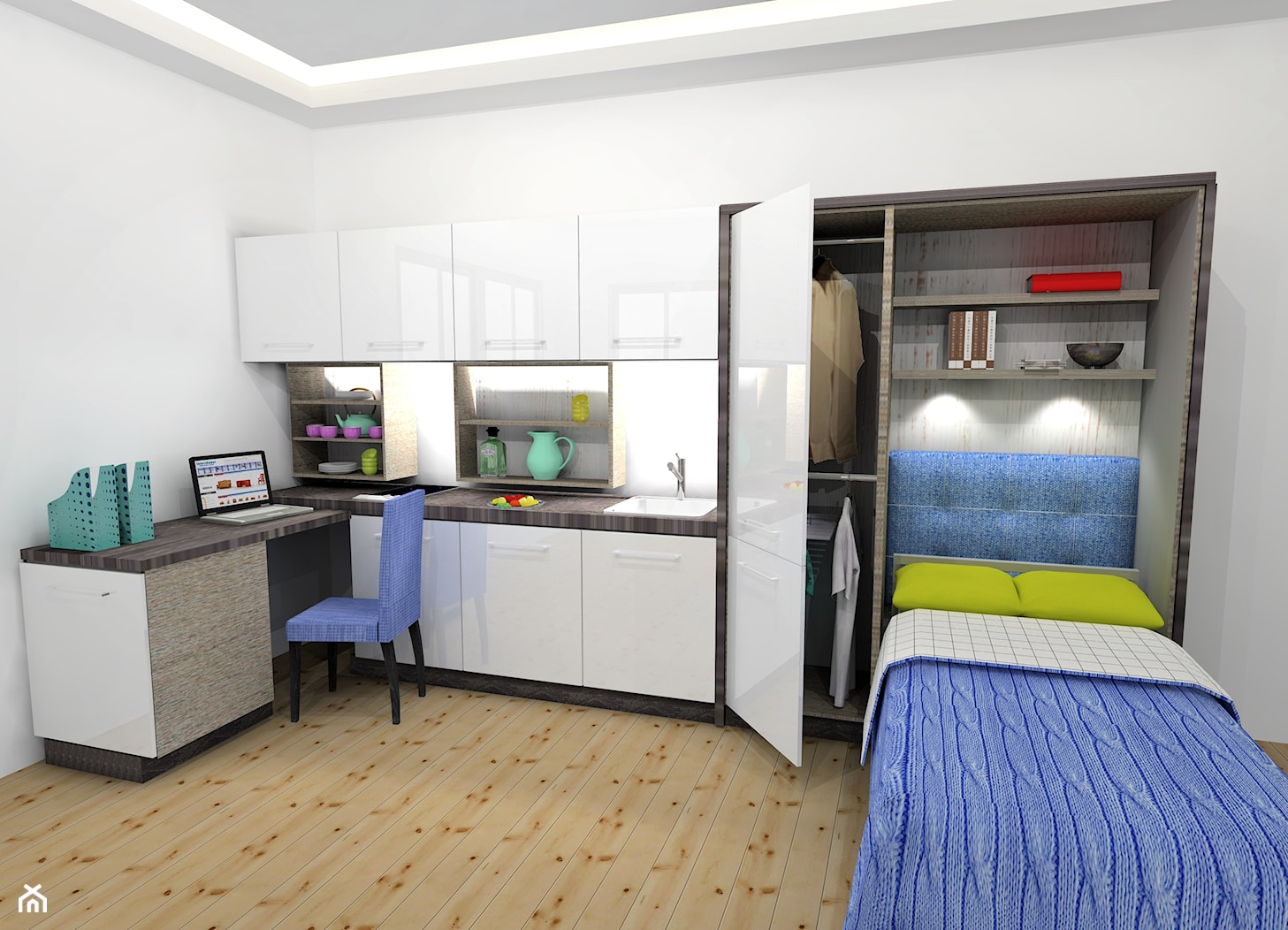 meble transformersy 1 z łóżkiem, biurkiem, kuchnia i garderobą - zdjęcie od Bravvo Sp. z o.o. - Homebook