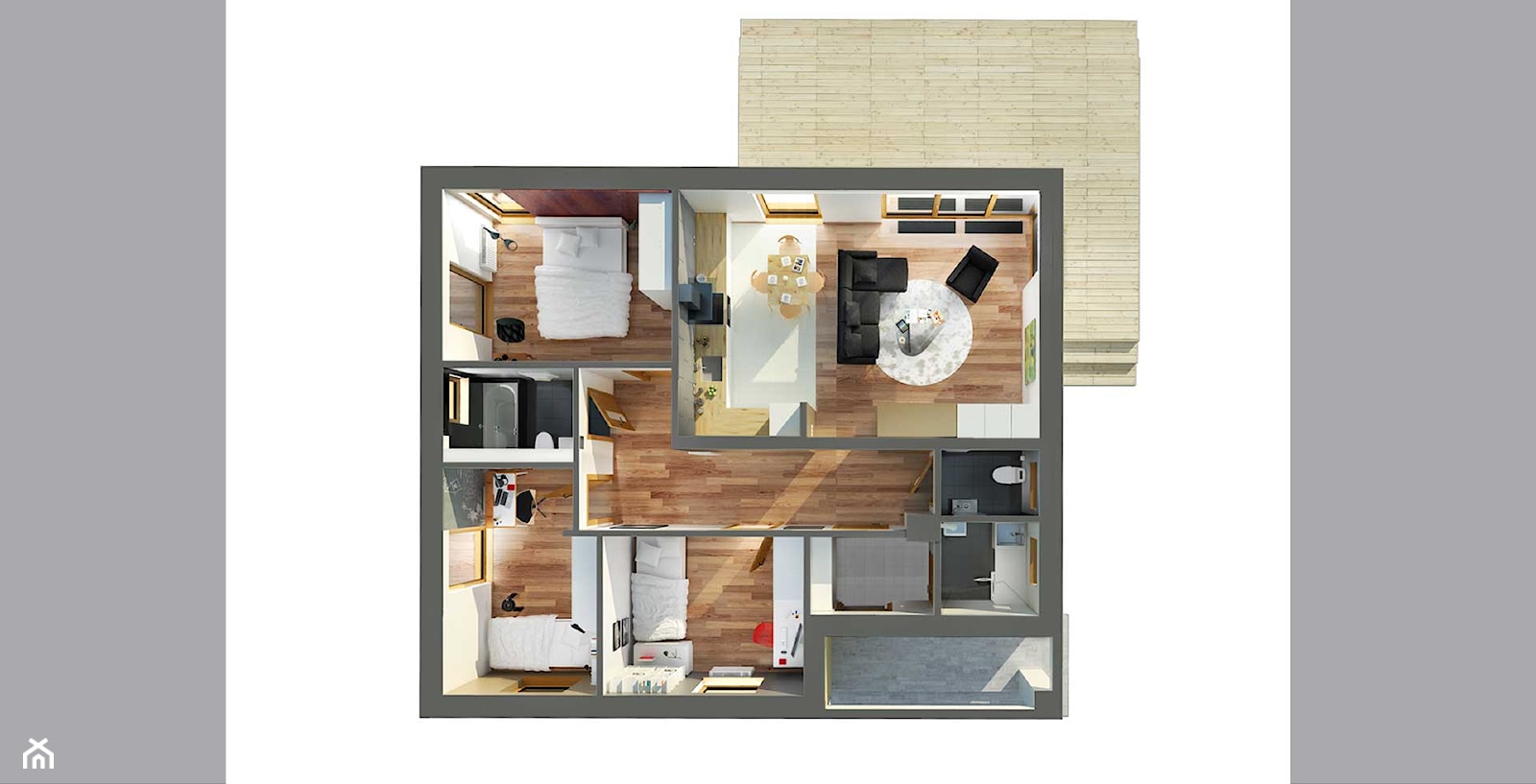 Dom jednorodzinny - widok z góry - zdjęcie od MAQ Studio | Architektura + Wnętrza - Homebook