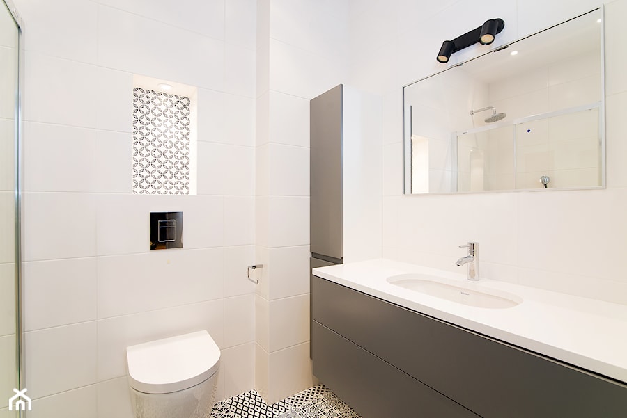 Biało-czarna łazienka - Łazienka, styl nowoczesny - zdjęcie od Bopracownia wnętrz