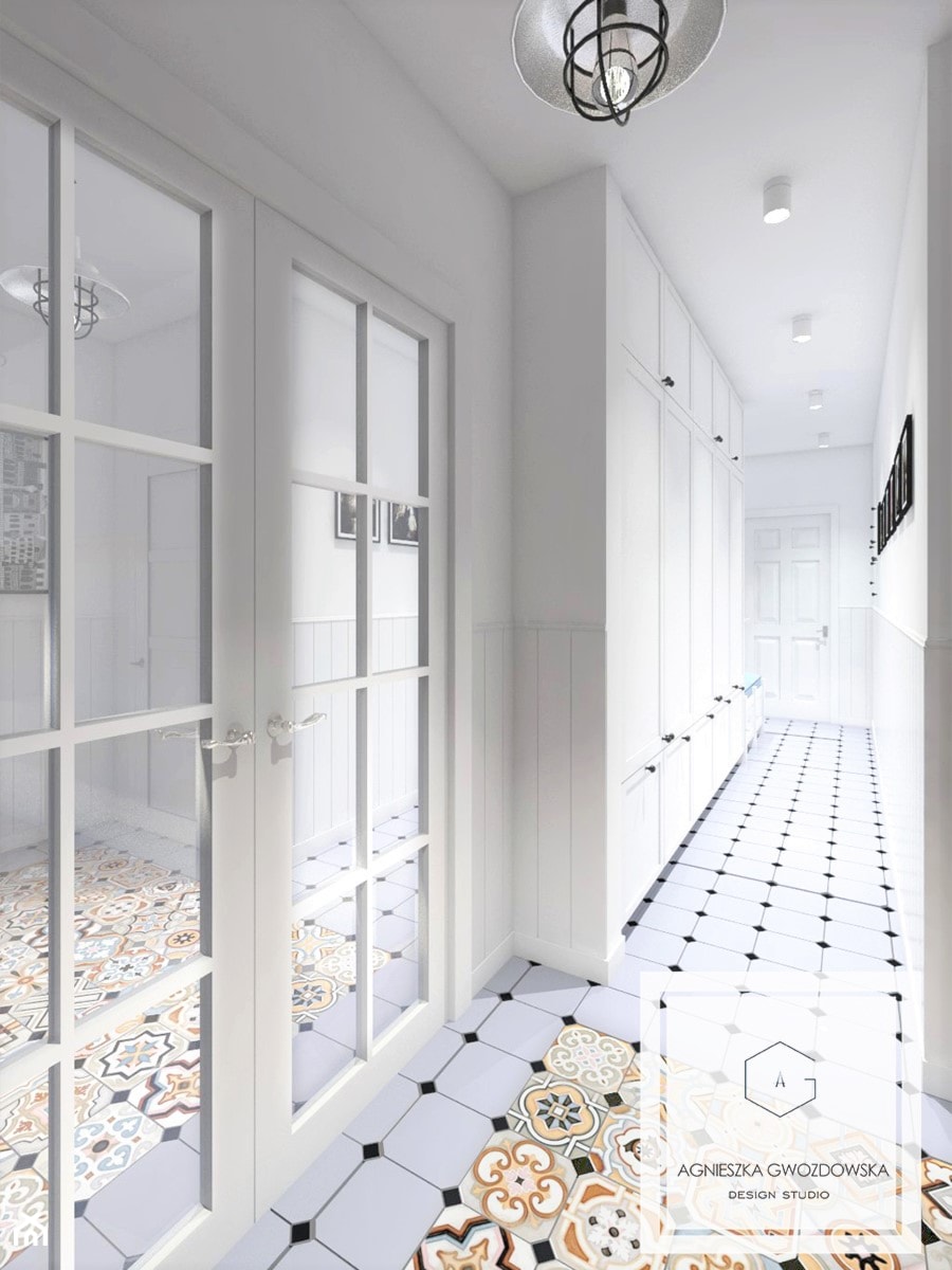 Retkinia - Średni biały hol / przedpokój - zdjęcie od Agnieszka Gwozdowska Design Studio