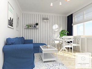 Retkinia - Średni biały salon z jadalnią - zdjęcie od Agnieszka Gwozdowska Design Studio