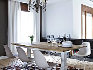 WILANÓW 70M2 - Średnia biała czarna jadalnia jako osobne pomieszczenie, styl nowoczesny - zdjęcie od Bogaczewicz Architecture Studio