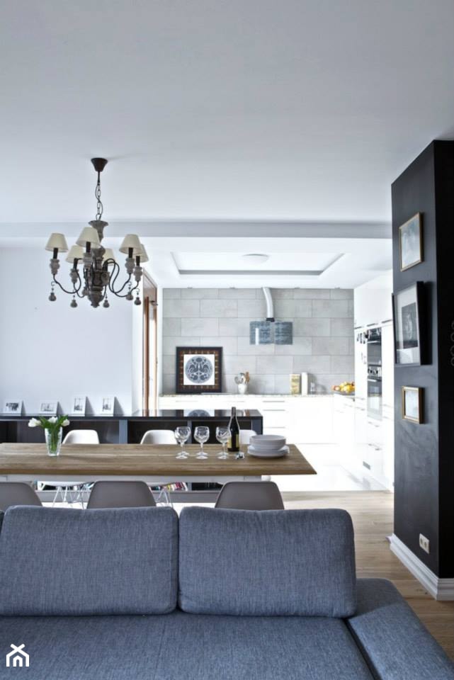 WILANÓW 70M2 - Średnia czarna szara jadalnia w salonie, styl nowoczesny - zdjęcie od Bogaczewicz Architecture Studio