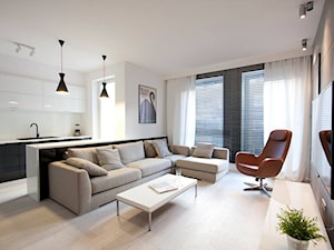 DEER - Średni biały salon z kuchnią, styl nowoczesny - zdjęcie od Bogaczewicz Architecture Studio