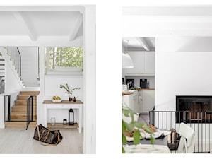Dom w lesie - Średni biały salon z kuchnią z jadalnią, styl skandynawski - zdjęcie od Bogaczewicz Architecture Studio