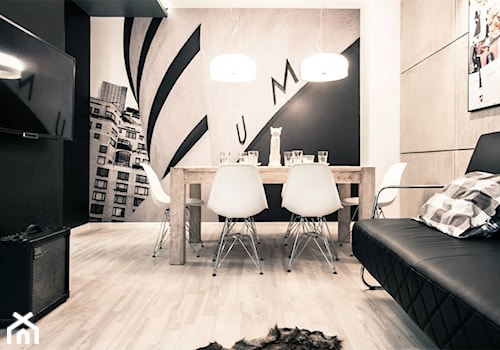 BITWY - Średnia szara jadalnia w salonie, styl nowoczesny - zdjęcie od Bogaczewicz Architecture Studio