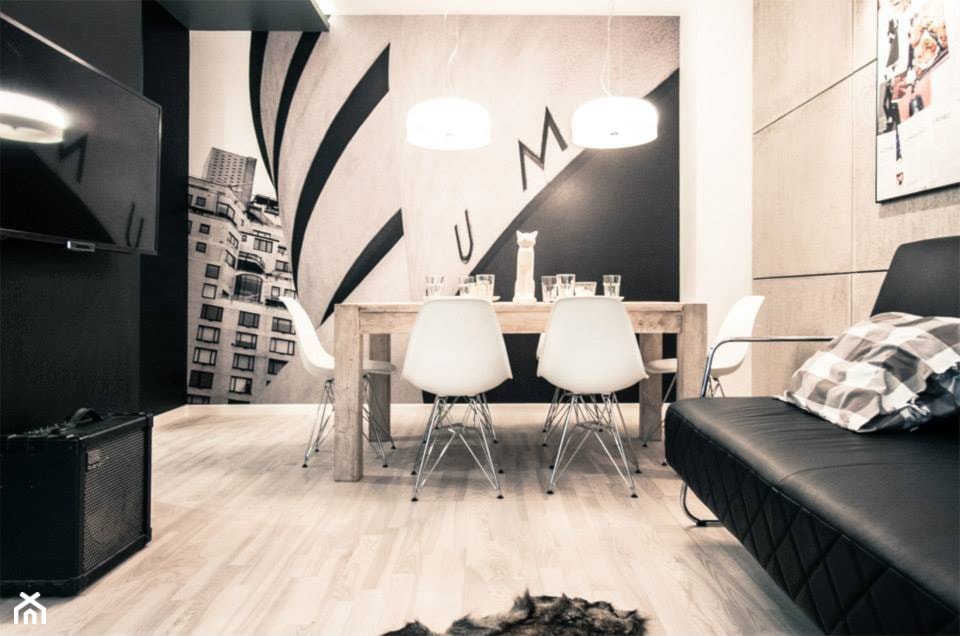 BITWY - Średnia szara jadalnia w salonie, styl nowoczesny - zdjęcie od Bogaczewicz Architecture Studio - Homebook