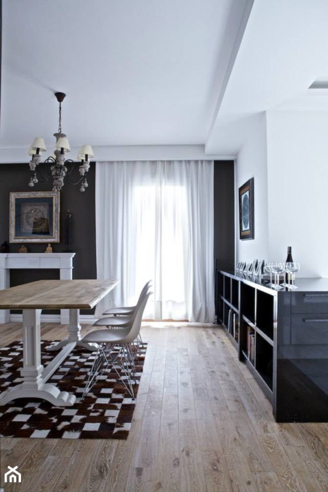 WILANÓW 70M2 - Średnia biała czarna jadalnia jako osobne pomieszczenie, styl nowoczesny - zdjęcie od Bogaczewicz Architecture Studio