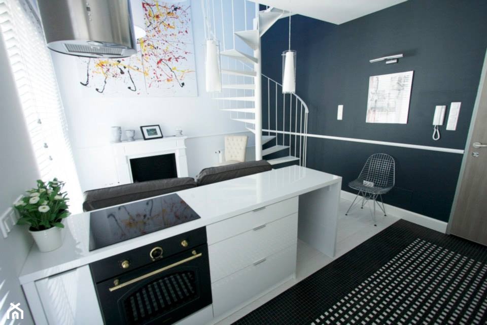 29 m2 - Średnia otwarta z salonem kuchnia jednorzędowa z wyspą lub półwyspem, styl nowoczesny - zdjęcie od Bogaczewicz Architecture Studio - Homebook