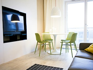 3 w 50m2 - Średnia biała jadalnia w salonie, styl nowoczesny - zdjęcie od Bogaczewicz Architecture Studio