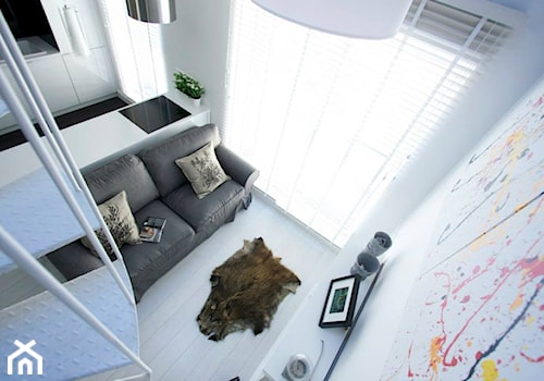 29 m2 - Mały biały salon z kuchnią, styl nowoczesny - zdjęcie od Bogaczewicz Architecture Studio