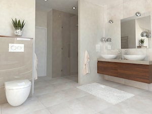 Dom w Wilkowie 2 - Z dwoma umywalkami łazienka, styl nowoczesny - zdjęcie od Pracownia WAŻKA