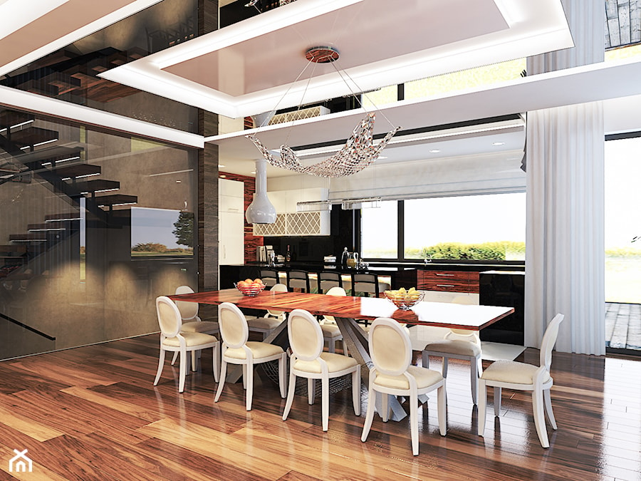 Projekt apartamentu w Gdyni - Duża otwarta z salonem kuchnia w kształcie litery u, styl nowoczesny - zdjęcie od Arte Dizain
