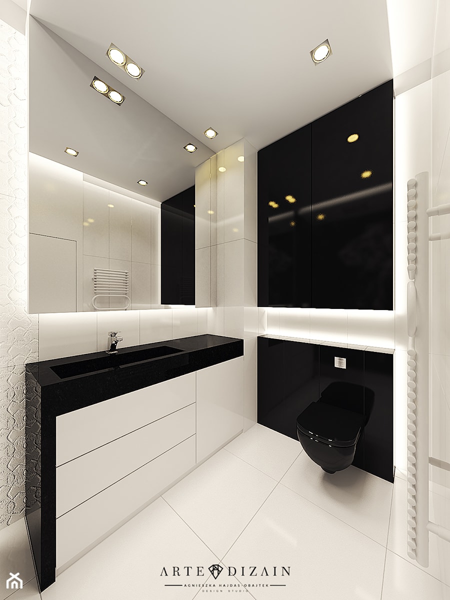 Wizualizacja mieszkania w Orłowie - Średnia z punktowym oświetleniem łazienka, styl nowoczesny - zdjęcie od Arte Dizain