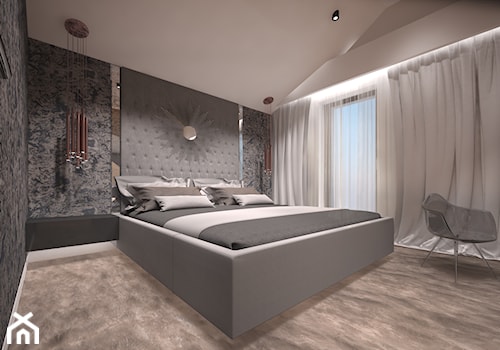 Penthouse w Gdańsku - Duża biała szara sypialnia - zdjęcie od Arte Dizain