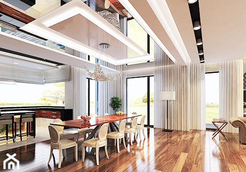 Projekt apartamentu w Gdyni - Duża beżowa jadalnia w salonie, styl nowoczesny - zdjęcie od Arte Dizain