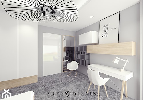 Dom w Gdyni - Średnia szara z biurkiem sypialnia - zdjęcie od Arte Dizain
