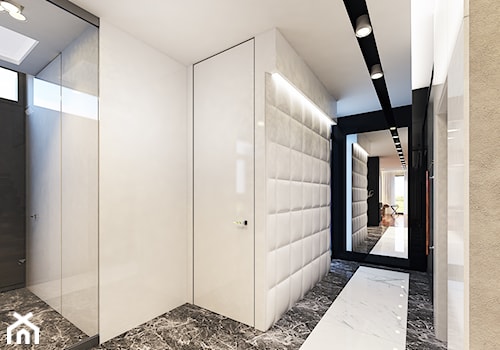 Projekt apartamentu w Gdyni - Średni biały czarny z marmurem na podłodze hol / przedpokój, styl nowoczesny - zdjęcie od Arte Dizain